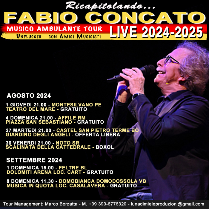 Ricapitolando... Fabio Concato Live, appuntamenti Agosto Settembre 2024