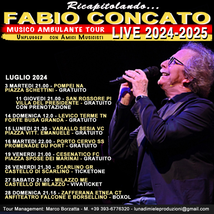 Ricapitolando... Fabio Concato Live, appuntamenti Luglio 2024