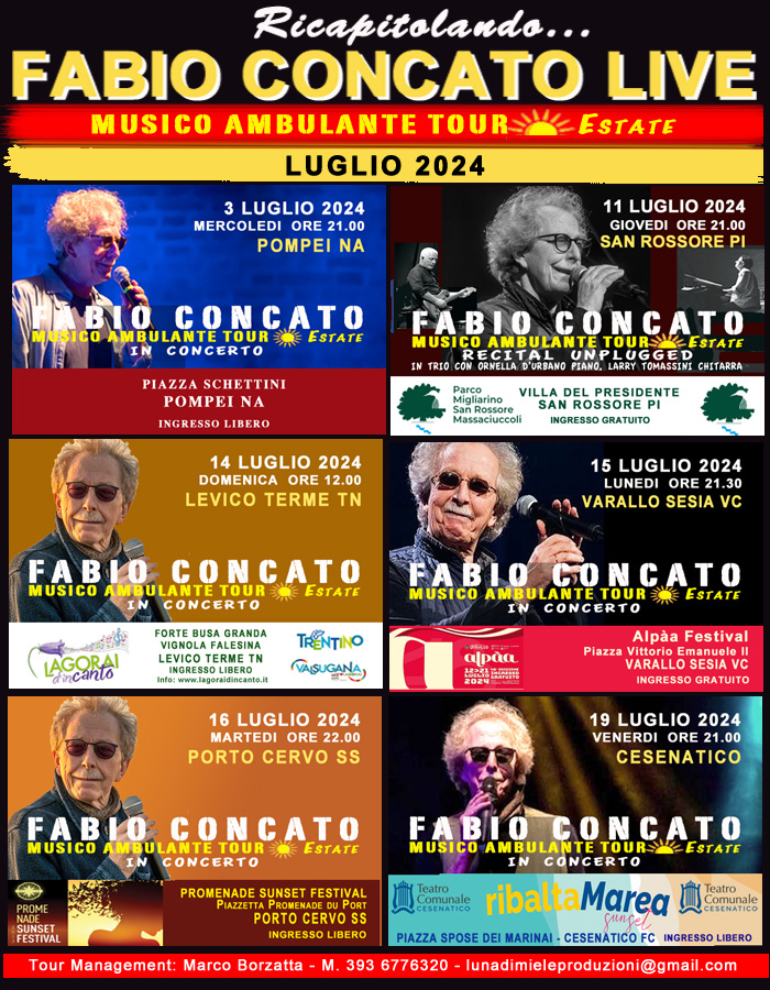 Ricapitolando... Fabio Concato Live, prossimi appuntamenti Luglio 2024