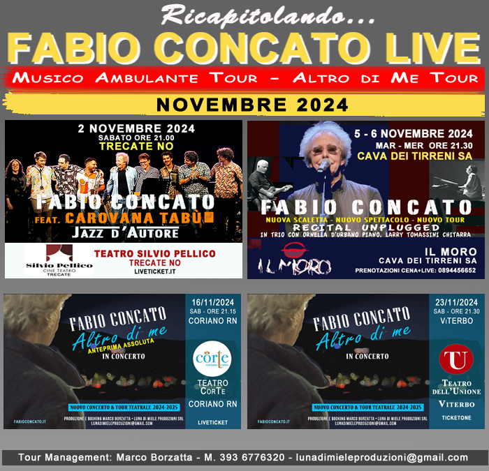 Ricapitolando... Fabio Concato Live, appuntamenti Novembre 2024